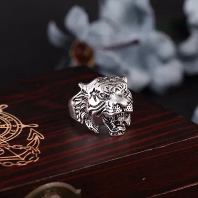 Produktbild von 3D Edelstahl Ring Tiger Panthera tigris Gr. 59 = 18,8 mm Silber