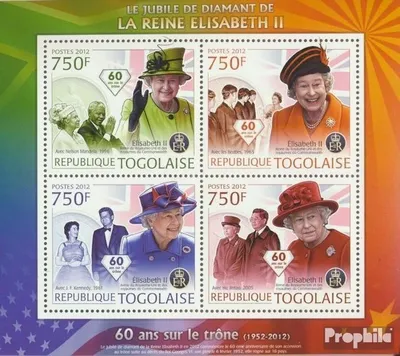 Produktbild von Briefmarken Togo 2012 Mi 4453-4456 Kleinbogen (kompl. Ausgabe) postfrisch Jubiläum von Königin Elizabeth II