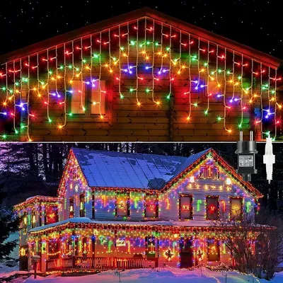 Eisregen-Lichterkette 20 m, 800 LEDs, bunt, Timer