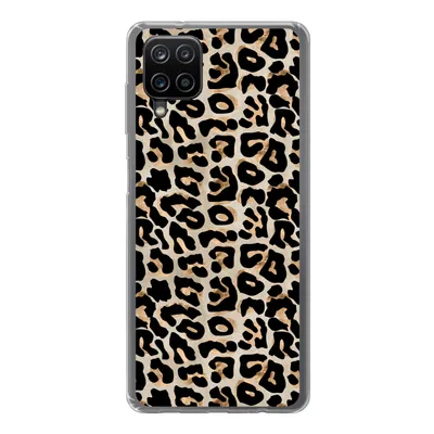 Produktbild von MuchoWow® Handyhülle Schutzhülle Hülle für Samsung Galaxy A12 Pantherdruck - Braun - Luxus Silikon Softcase Handy Hülle - Bild