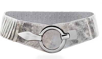 Produktbild von Glamexx24 Damen Taillengürtel Elastischer gürtel 6cm breiter Hüftgürtel silberner Ring Silber-Farbe: Silber -Größe: 85cm ( Taillenweite 76-108cm )