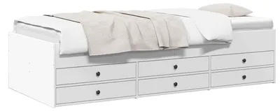 Image de vidaXL Sommier avec rangement Blanc 80 x 200 cm Panneau de particules