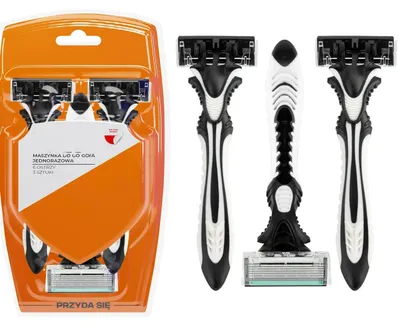 Obrázek produktu pro Jednorázové holicí strojky 6 břitů 3 ks pohyblivá hlavice zvlhčující pásek ergonomická rukojeť