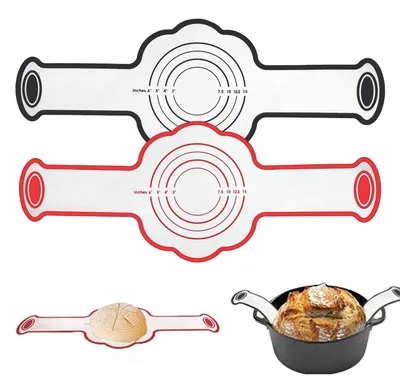 Produktbild von Silikon-Backmatte für Dutch Oven - Mit langen Griffen - Wiederverwendbare Brotschlinge zum Brotbacken - 2 Stück