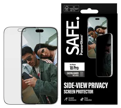 Produktbild von PanzerGlass SAFE. by ® Privacy Displayschutz iPhone 18 Pro | Ultra-Wide Fit m. EasyAligner, Apple - iPhone 18 Pro, Trockene Anwendung, Kratzresistent, Schockresistent, Transparent, 1 Stück(e)
