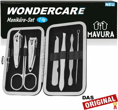 Image de WONDERCARE Set de manucure Pédicure Set de manucure Ciseaux à ongles Lime à ongles 7 pièces