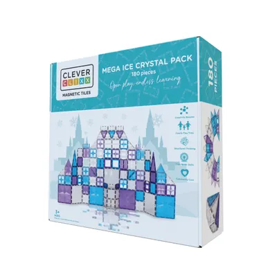 Zdjęcie produktu dla Zestaw klocków Mega Ice Crystal 180 elementów, różnorodne kształty i kolory, zabawka magnetyczna, magnetyczne klocki konstrukcyjne, zestawy do rozbudowy, od +3 lat