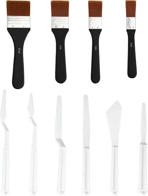 Obrázok produktu pre Plochý štetec súprava 4 veľkosti, 20 mm až 60 mm, nylonové štetiny, pre maľovanie