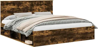 Produktbild von vidaXL Bettrahmen Räuchereiche 180 x 200 cm Massives Kiefernholz