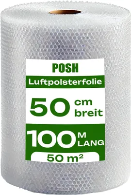 Zdjęcie produktu dla Folia bąbelkowa, 100 m x 50 cm szerokości, idealna do pakowania, wysyłki i ochrony, materiał wypełniający
