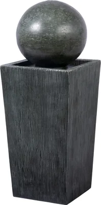Produktbild von Gartenbrunnen Apollon L30xB30xH78,5 cm cm mit LEDs und Solar-Panel, Polyresin (Kunstein) grau in Stein-Optik