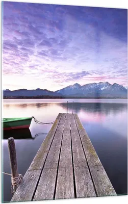 Produktbild von Bilder auf glas - Einteilig - See Berge Wasser - 50x70cm - Glasbilder - Wandbilder - Bilder - zum Aufhängen bereit - Wanddekoration aus Glas - Glas Bilder - Wandbild auf Glas - GPA50x70-3671