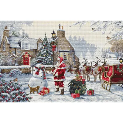 Produktbild von Luca-S Kreuzstich Set "Gold Collection Santa's Hütte", Zählmuster, 48x32cm
