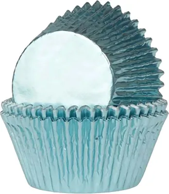 Produktbild von 24 Muffinförmchen Hellblau Metallic