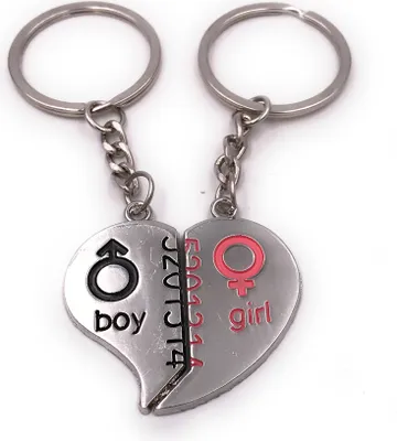 Produktbild von Onwomania Schlüsselanhänger Paaranhänger Liebe Herzhälften Herz silber Anhänger Keychain