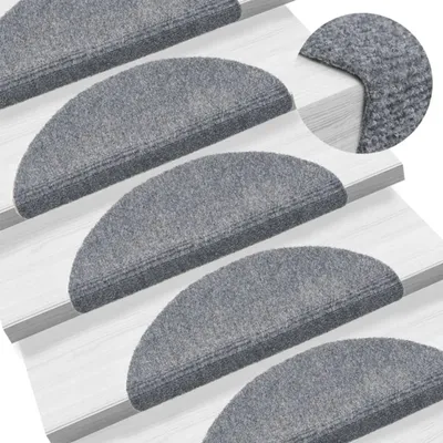 Produktbild von "im Sonderangebot"Stufenmatten Selbstklebend 15 Stk. 56x17x3cm Hellgrau Halbrund NEU366236 - Stufenmatten