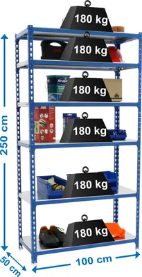 Produktbild von Metallregal SIMONCLICK PLUS 6/500 BLAU/GALVA