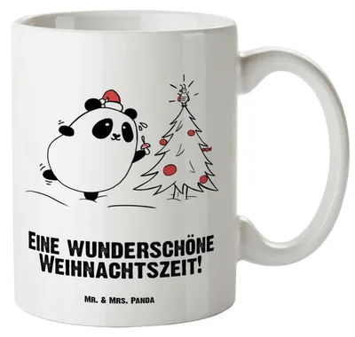 Produktbild von Mr. & Mrs. Panda Pott Panda Weihnachtszeit - Weiß - Geschenk, Keramiktasse, steingut tasse, weisse, Teepott, Große Teetasse, Kaffeepott