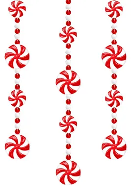 Weihnachts-Süßigkeiten-Girlande 2,4 m, Kunststoffperlen, Bonbonkranz