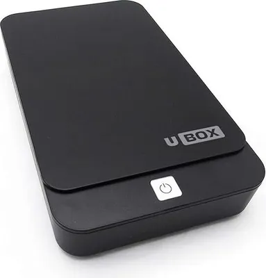 A black electronic device with the brand name 'U BOX' and a power button icon.