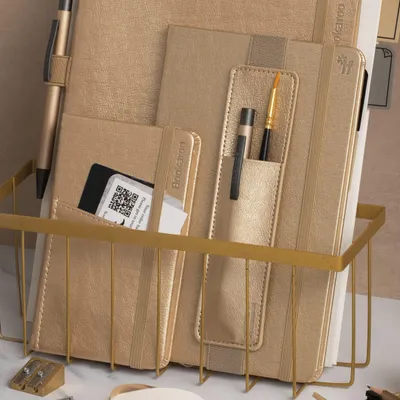 Imagen del producto de Estuche para bolígrafos, color dorado, para la escuela