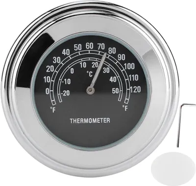 Zdjęcie produktu dla termometr na kierownicę 1 cal 7/8 cala -20 ℃ - 50 ℃ z tarczą pomiarową, odporny na warunki atmosferyczne, do motocykli (czarny)