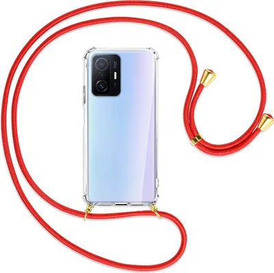 Produktbild von Handykette Backcover-Schutzhülle mit Band (Metall goldfarben) für Xiaomi Mi 11T - rot