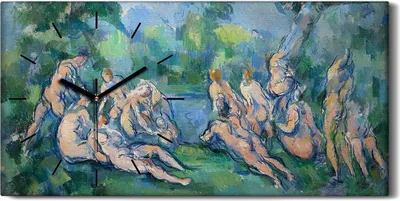 Produktbild von Wanduhr Bürouhr Leinwand Bild Geräuschlos Kunstdruck 60x30 Die Badenden - schwarze Hände