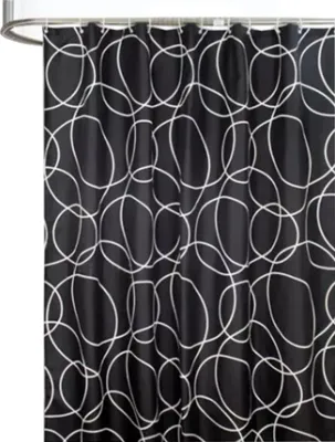 Zdjęcie produktu dla Zagęszczona czarna zasłona prysznicowa Siliver Circle Wodoodporna zasłona prysznicowa z tkaniny poliestrowej 180x180cm
