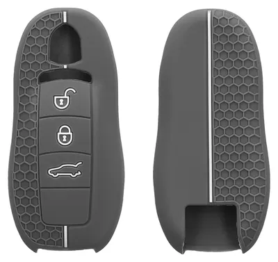 Produktbild von kwmobile Schlüsselhülle für Porsche 3-Tasten Autoschlüssel (nur Keyless) Hülle - Autoschlüssel Schlüssel Hülle aus Silikon - Schlüsseletui in Grau
