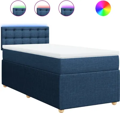 Image de vidaXL Lit boxspring avec matelas bleu 80x200 cm Tissu