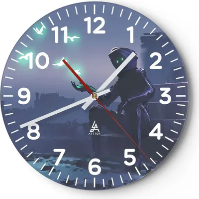 Produktbild von Wanduhr - Rund - Glasuhr - Fantasie Kreatur - 40x40cm - Schleichendes Uhrwerk - Lautlos - zum Aufhängen bereit - Dekoration Modern - Wanddekoration aus Glas - C4AR40x40-4092