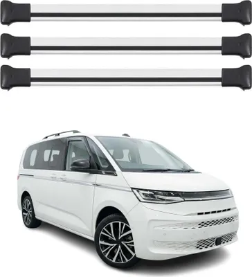 Image de Barres de toit de base pour VW Transporter T7 2023-2026, aluminium argenté, 3 pièces
