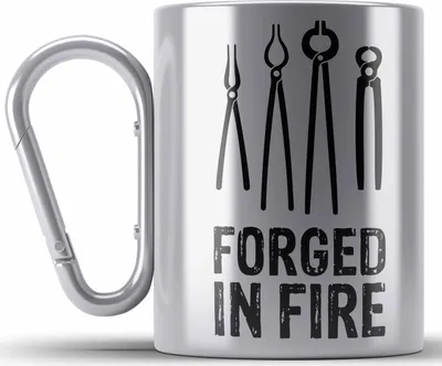 Produktbild von Trendation - Schmied Geschenke Edelstahl Tasse Karabiner Spruch Hufschmied Karabiner Edelstahl Tasse Karabiner Edelstahl Geschenkidee (Silber)