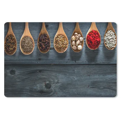 Produktbild von MuchoWow® Schreibtischunterlage Gewürze - Löffel - Holz - Küche - Gewürze - Industrie 60x40 cm - XXL Mauspad - Großes Mauspad