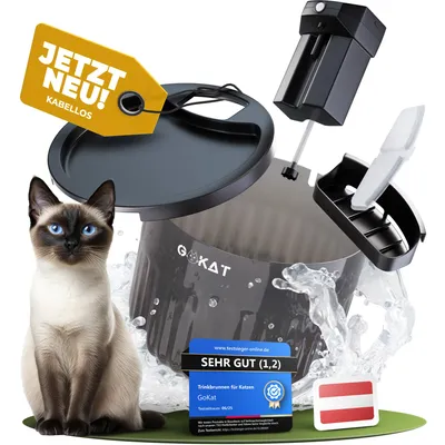 Produktbild von GoKat – Katzenbrunnen kabellos mit Bewegungsmelder und Akku 2500 mAh mit Sensor; Trinkbrunnen für Katze kabellos ohne Strom;3LWasserbrunnen für Katzen