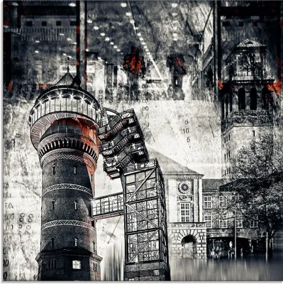 Produktbild von ARTland Glasbild Mülheim an der Ruhr - Stadtcollage 01 Größe: 50x50 cm