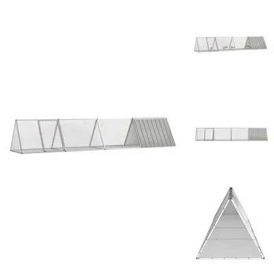 Zdjęcie produktu dla vidaXL Klatka dla królików szara 403,5x80,5x71 cm stal ocynkowana - Siedliska i wybiegi dla małych zwierząt