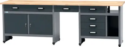 Obrázek produktu pro Pracovní stůl Küpper 2400 x 840 x 600 mm 6 zásuvek 2 dvířka antracit šedá
