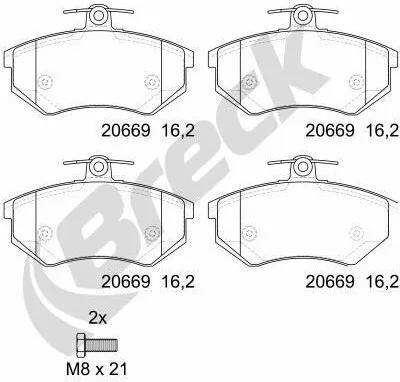 Produktbild von BRECK Bremsbeläge Satz Vorne Bremsklötze für VW GOLF III (1H1) 20669 00 701 00