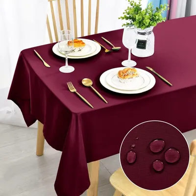 Produktbild von Tischdecke Weinrot 135x180cm Fleckschutz Abwaschbar Polyester Rechteckig