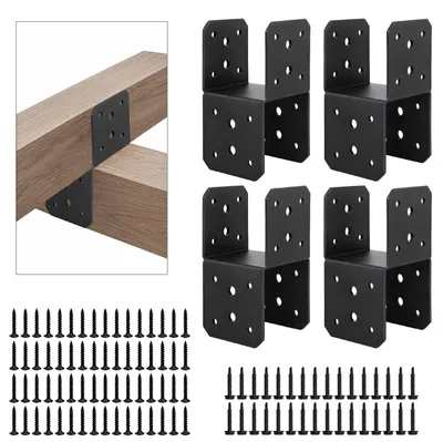 4x4 Pfostenkappen Balkenverbinder, Schwerlast-Stahl, schwarz