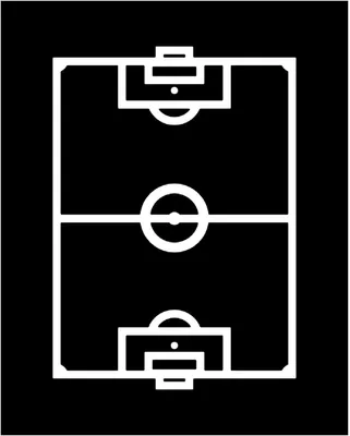 Produktbild von Wallario Poster - Fußball - Fußballfeld in Schwarz-Weiß, Kunstdruck Größe: 40 x 50 cm