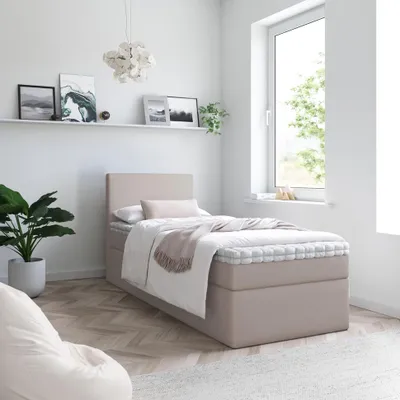 Produktbild von Bett Boxspringbett TOP MINI OHNE TOPPER , Bettkästen - Einzelbett, Stauraum, Schlafzimmer,Polsterbett (90x200, Beige - ITAKA 46)