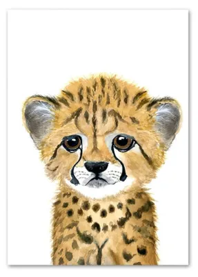 Produktbild von Poster Kinderzimmer Tiere Fuchs Elefant Bär Hase Zebra · Kinderzimmer Bilder · Wand Deko · Kunst Druck · Deko Print · ohne Rahmen · Motiv Gepard · 40×50 cm
