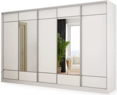 Zdjęcie produktu dla Meblast | szafa 5D/400; biały z 2 lustrami (srebrne okucia) - Okucia Premium | Funkcjonalny, Elegancki