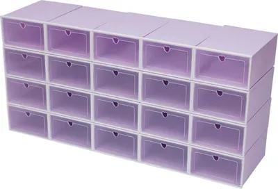 Image de Boîtes à chaussures - Boîtes de rangement pliables pour chaussures - Fenêtre transparente - Empilables - Grande capacité - Plastique PP - Lot de 20 - Violet