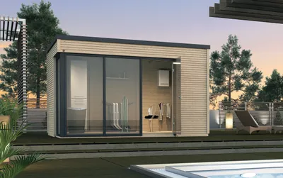Produktbild von WEKA 412.3838.00.00 Gartenhaus/Blockbohlenhaus Cubilis  mit PVC-Dachrinne/Einzeltür/Fensterfront ; Größe: 2 ; Farbgebung: Naturbelassen ; Wandstärke: 45 mm ; Maße (LxBxH): 380 cm x 380 cm x 249 cm ; Seitenwandhöhe: 244 cm