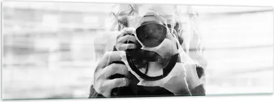 Produktbild von Bilder auf glas - Einteilig - Fotograf Schwarzweiß Doppel - 160x50cm - Glasbilder - Wandbilder - Bilder - Wanddekoration aus Glas - Glas Bilder - Wandbild auf Glas - GAB160x50-4586