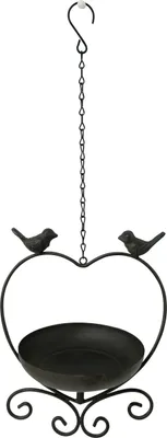 Produktbild von Dehner Natura Premium Wildvogel Futterspender Kalahari, Futterstation / Tränke für Wildvögel, Futterstelle wetterfest / hängend, inkl. Aufhängevorrichtung, ca. 27 x 21.5 x 16 cm, Metall , grau